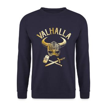 wikinger helm gold valhalla - Unisex Pullover - Navy - Vorne - Alina (178cm) & Michal (187cm)