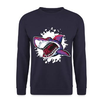 shark fish blob - Unisex Sweatshirt - navy - Front - Alina (178cm) & Michal (187cm)