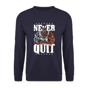 gorilla workout never quit - Unisex Pullover - Navy - Vorne - Alina (178cm) & Michal (187cm)
