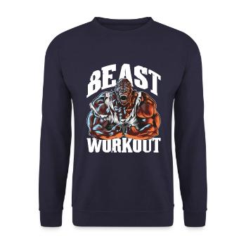 gorilla beast workout gym - Sweat-shirt Unisexe - marine - Devant - Alina (178cm) & Michal (187cm)