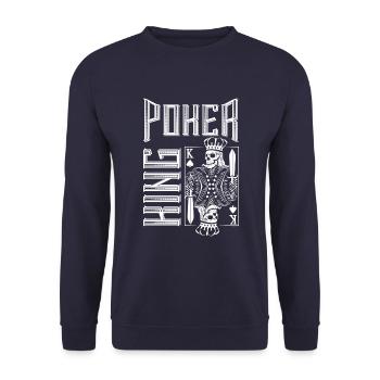 Poker Karte König Casino Skelett - Unisex Pullover - Navy - Vorne - Alina (178cm) & Michal (187cm)