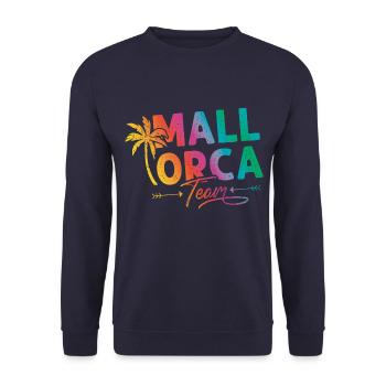Mallorca Team Urlaub - Unisex Pullover - Navy - Vorne - Alina (178cm) & Michal (187cm)