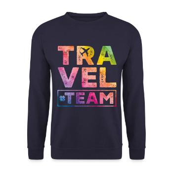 Voyage coeur de l'équipe de voyage - Sweat-shirt Unisexe - marine - Devant - Alina (178cm) & Michal (187cm)