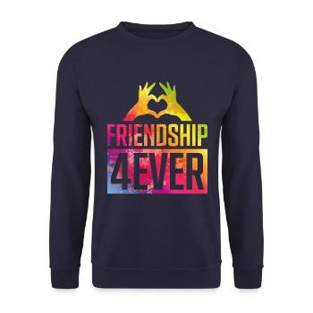 Amitié pour toujours coeur main - Sweat-shirt Unisexe - marine - Devant - Alina (178cm) & Michal (187cm)