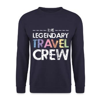 Travel Crew Spruch - Unisex Pullover - Navy - Vorne - Alina (178cm) & Michal (187cm)