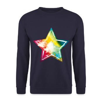 stern bunt symbol - Unisex Pullover - Navy - Vorne - Alina (178cm) & Michal (187cm)