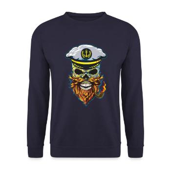 Tatouage cool de crâne de capitaine squelette - Sweat-shirt Unisexe - marine - Devant - Alina (178cm) & Michal (187cm)