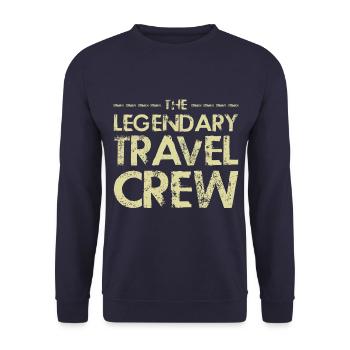 Travel Crew Spruch - Unisex Pullover - Navy - Vorne - Alina (178cm) & Michal (187cm)