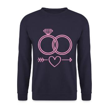 Anneaux de mariage symbole icône anneaux - Sweat-shirt Unisexe - marine - Devant - Alina (178cm) & Michal (187cm)