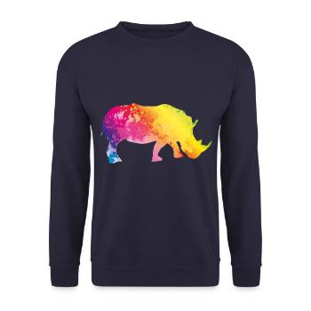 Rhino Silhouette Colorful - Unisex Sweatshirt - navy - Front - Alina (178cm) & Michal (187cm)