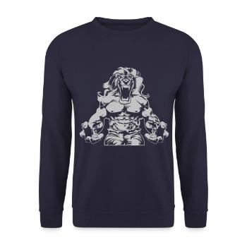 Lion Beast Fitness Muscle - Sweat-shirt Unisexe - marine - Devant - Alina (178cm) & Michal (187cm)