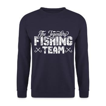 Fishing Team Fischer Crew - Unisex Pullover - Navy - Vorne - Alina (178cm) & Michal (187cm)