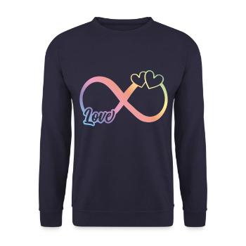 liebe unendlich infinity symbol - Unisex Pullover - Navy - Vorne - Alina (178cm) & Michal (187cm)