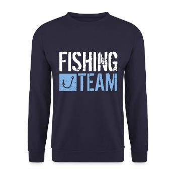Fishing team fish hook - Unisex Sweatshirt - navy - Front - Alina (178cm) & Michal (187cm)