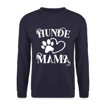 Hunde Mama Herz Hundepfote - Unisex Pullover - Navy - Vorne - Alina (178cm) & Michal (187cm)