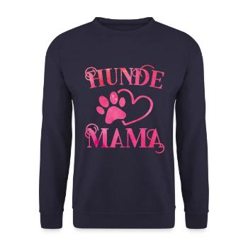 Hunde Mama Herz Hundepfote - Unisex Pullover - Navy - Vorne - Alina (178cm) & Michal (187cm)