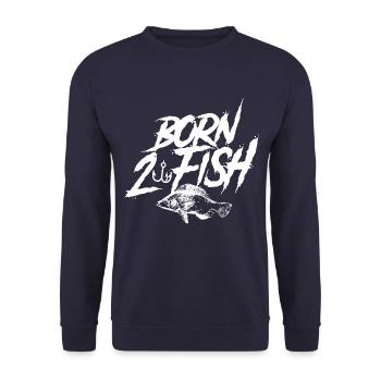 Born to fish fish - Unisex Sweatshirt - navy - Front - Alina (178cm) & Michal (187cm)