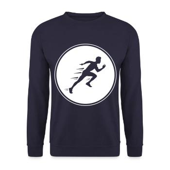 running silhouette line running run circle - Unisex Sweatshirt - navy - Front - Alina (178cm) & Michal (187cm)