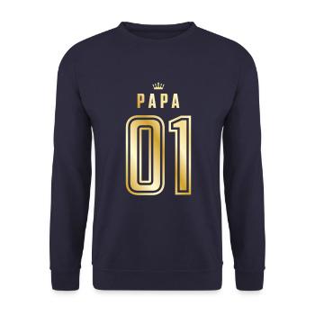 01 papa crown gold - Unisex Sweatshirt - navy - Front - Alina (178cm) & Michal (187cm)