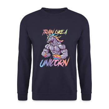 einhorn unicorn training power bunt gym - Unisex Pullover - Navy - Vorne - Alina (178cm) & Michal (187cm)