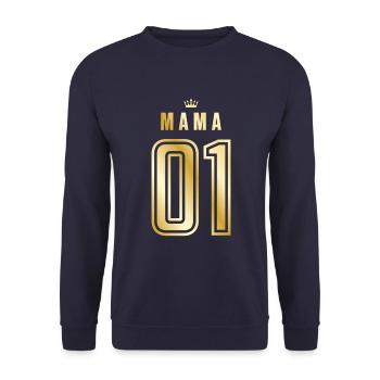 01 mama krone gold - Unisex Sweatshirt - navy - Front - Alina (178cm) & Michal (187cm)