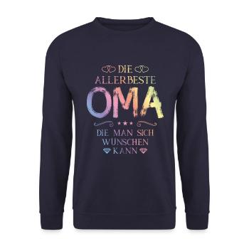 Die Allerbeste Oma Zitat Bunt - Unisex Pullover - Navy - Vorne - Alina (178cm) & Michal (187cm)