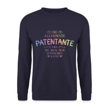 Die Allerbeste Patentante - Unisex Pullover - Navy - Vorne - Alina (178cm) & Michal (187cm)