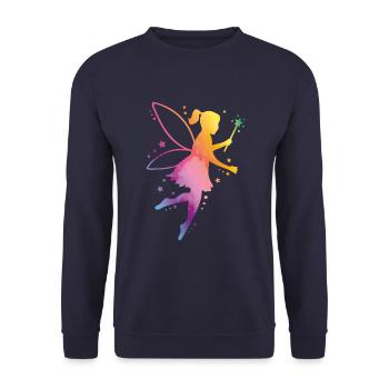 fairy elf colorful silhouette - Unisex Sweatshirt - navy - Front - Alina (178cm) & Michal (187cm)