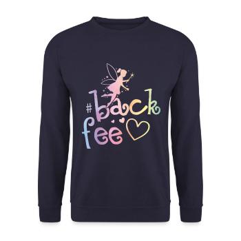 Fee Backen Herz Backfee - Unisex Pullover - Navy - Vorne - Alina (178cm) & Michal (187cm)