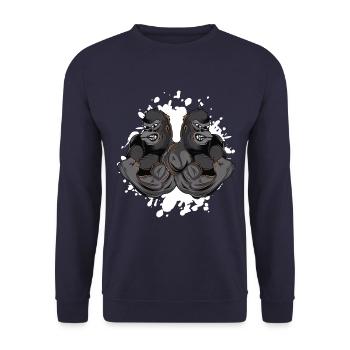 gorilla muskeln gym fitness beast - Unisex Pullover - Navy - Vorne - Alina (178cm) & Michal (187cm)