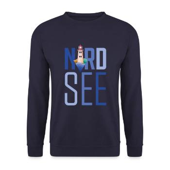 leuchtturm nordlicht nordsee - Unisex Pullover - Navy - Vorne - Alina (178cm) & Michal (187cm)
