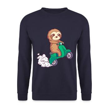 paresseux promenade en moto comique drôle - Sweat-shirt Unisexe - marine - Devant - Alina (178cm) & Michal (187cm)