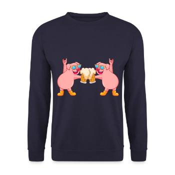 pig beer party sau team comic - Unisex Sweatshirt - navy - Front - Alina (178cm) & Michal (187cm)