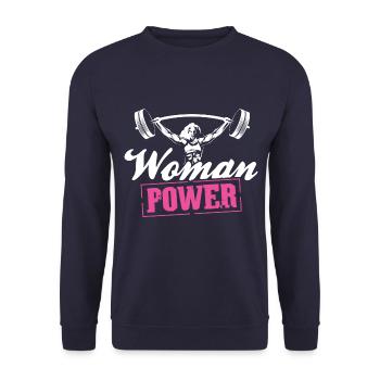 Musculation femme puissance d'entraînement gym - Sweat-shirt Unisexe - marine - Devant - Alina (178cm) & Michal (187cm)
