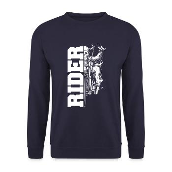 Biker rider motorcycle skeleton - Unisex Sweatshirt - navy - Front - Alina (178cm) & Michal (187cm)
