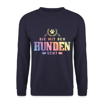 Die mit den Hunden Geht Pfote - Unisex Pullover - Navy - Vorne - Alina (178cm) & Michal (187cm)