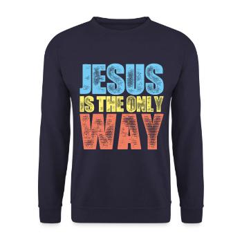 Jesus Christus Glaube - Unisex Pullover - Navy - Vorne - Alina (178cm) & Michal (187cm)