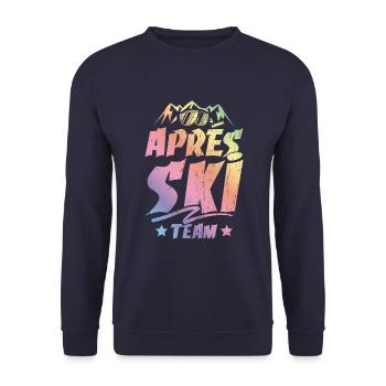 Apres Ski Saying Team Mountains - Unisex Sweatshirt - navy - Front - Alina (178cm) & Michal (187cm)