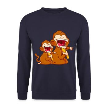 monkey banana funny comic baby monkey - Unisex Sweatshirt - navy - Front - Alina (178cm) & Michal (187cm)