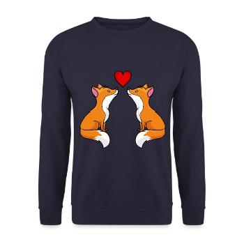 renard bande dessinée amour coeur couple - Sweat-shirt Unisexe - marine - Devant - Alina (178cm) & Michal (187cm)
