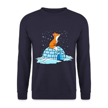 fuchs iglu winter ploar comic - Unisex Pullover - Navy - Vorne - Alina (178cm) & Michal (187cm)