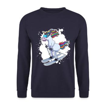 Licorne ski blob de bande dessinée - Sweat-shirt Unisexe - marine - Devant - Alina (178cm) & Michal (187cm)