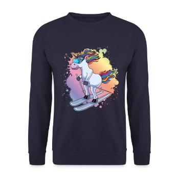 Piste de ski Einhorn Bunt Klecks - Sweat-shirt Unisexe - marine - Devant - Alina (178cm) & Michal (187cm)