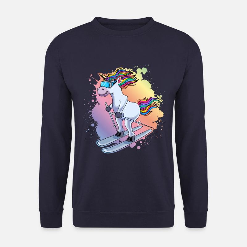 Piste de ski Einhorn Bunt Klecks - Sweat-shirt Unisexe - marine