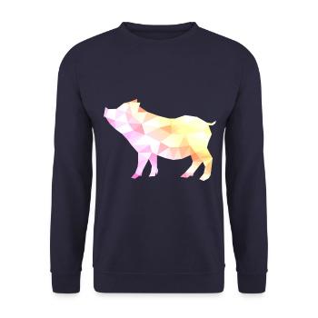 pig polygon schwein bunt - Unisex Pullover - Navy - Vorne - Alina (178cm) & Michal (187cm)