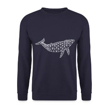 whale polygon - Unisex Sweatshirt - navy - Front - Alina (178cm) & Michal (187cm)
