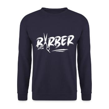 Barber Friseur Salon Symbol - Unisex Pullover - Navy - Vorne - Alina (178cm) & Michal (187cm)