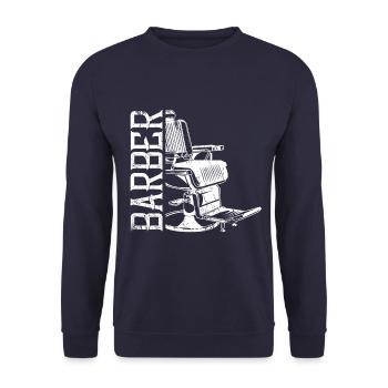 barber chair armchair - Unisex Sweatshirt - navy - Front - Alina (178cm) & Michal (187cm)
