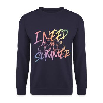 Ich Brauche Sommer Flip Flops Strand - Unisex Pullover - Navy - Vorne - Alina (178cm) & Michal (187cm)