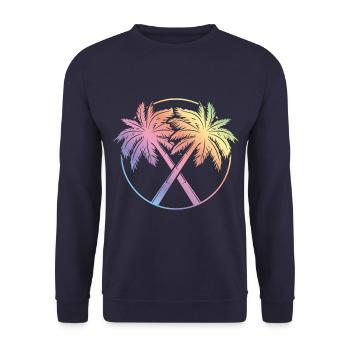 palm circle colorful - Unisex Sweatshirt - navy - Front - Alina (178cm) & Michal (187cm)